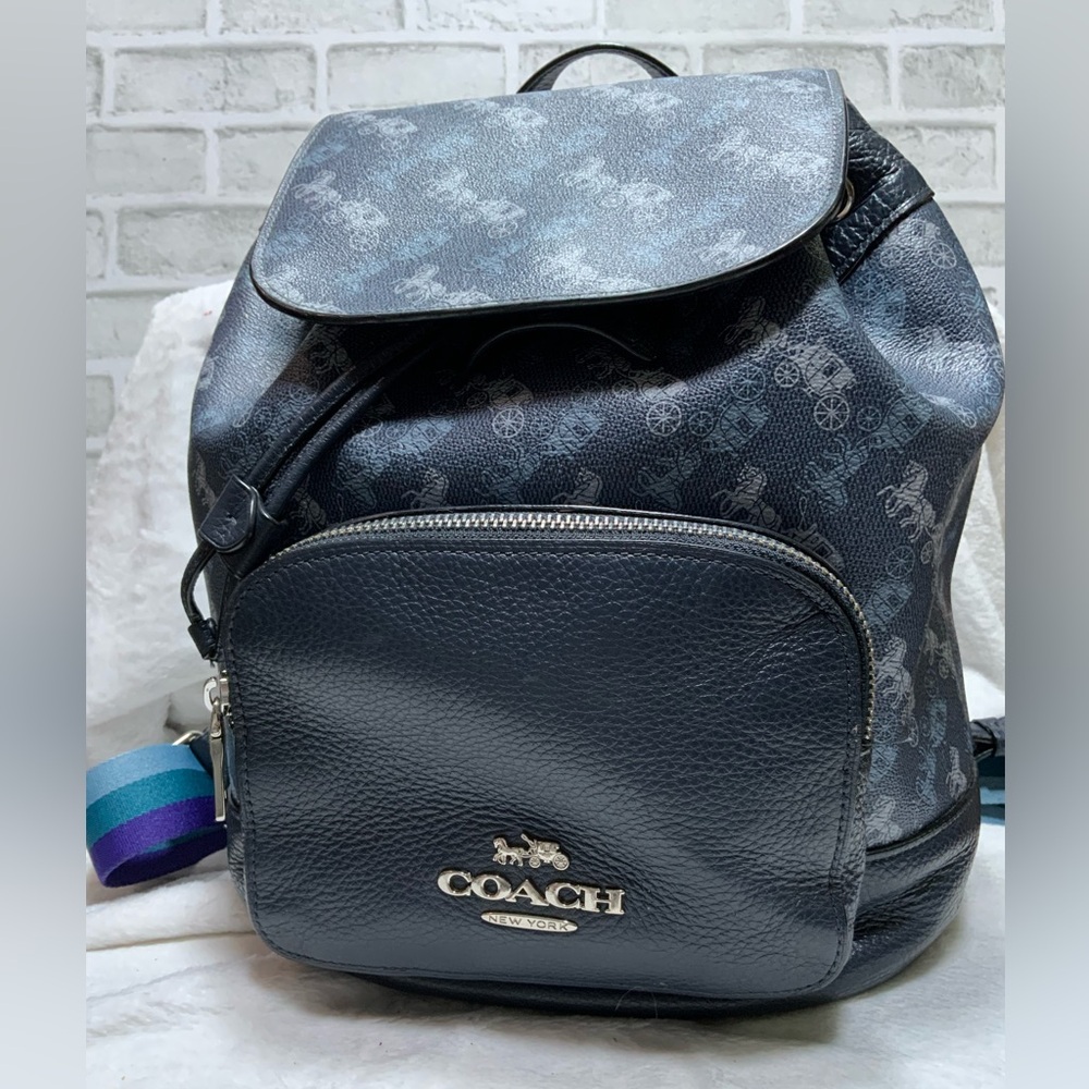 Coach Dark Blue Leather Backpack